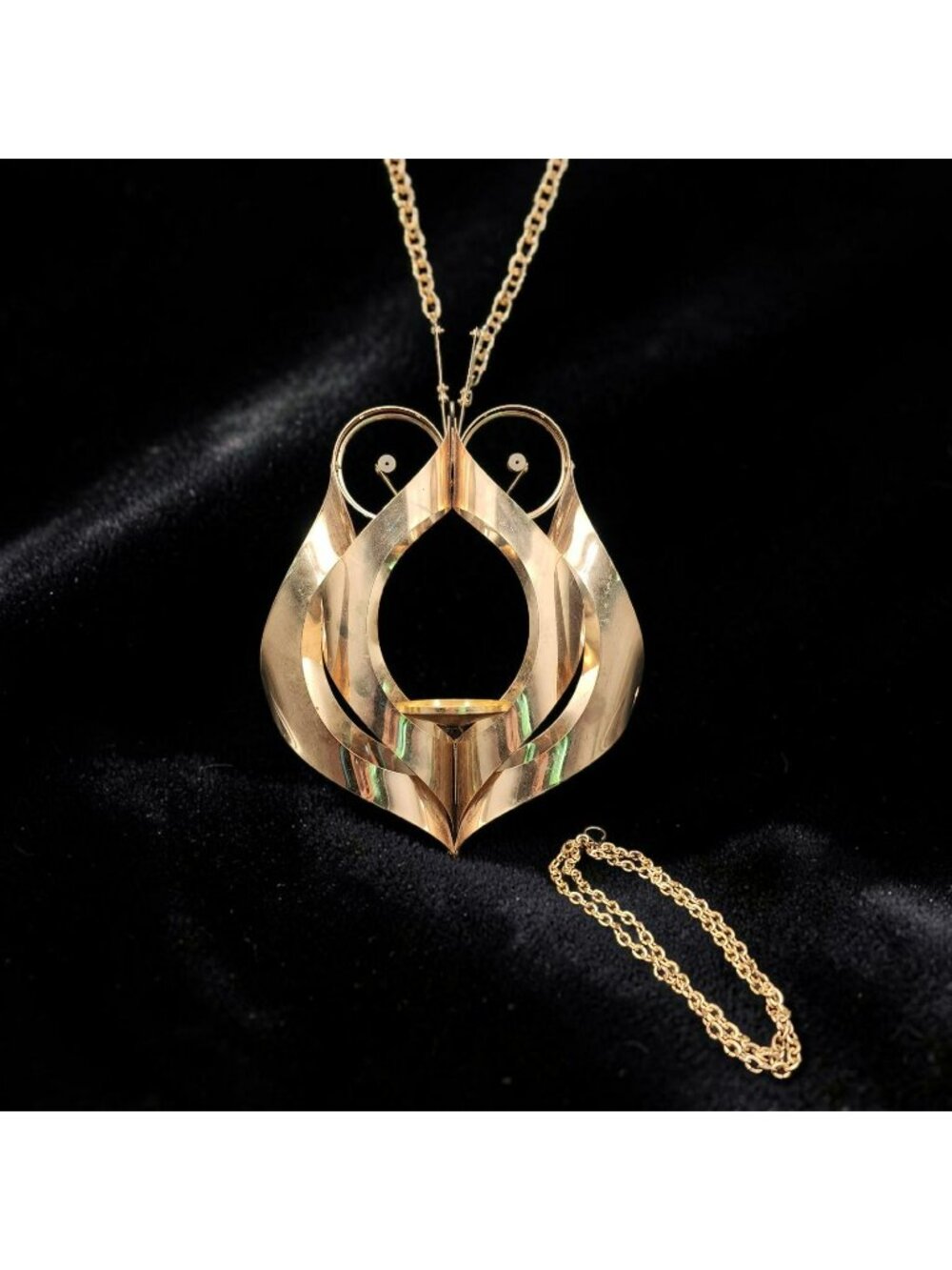 1970s Mascot Brutalist Metal Owl Hanging Candle Holder 14" Long Chain Vintage